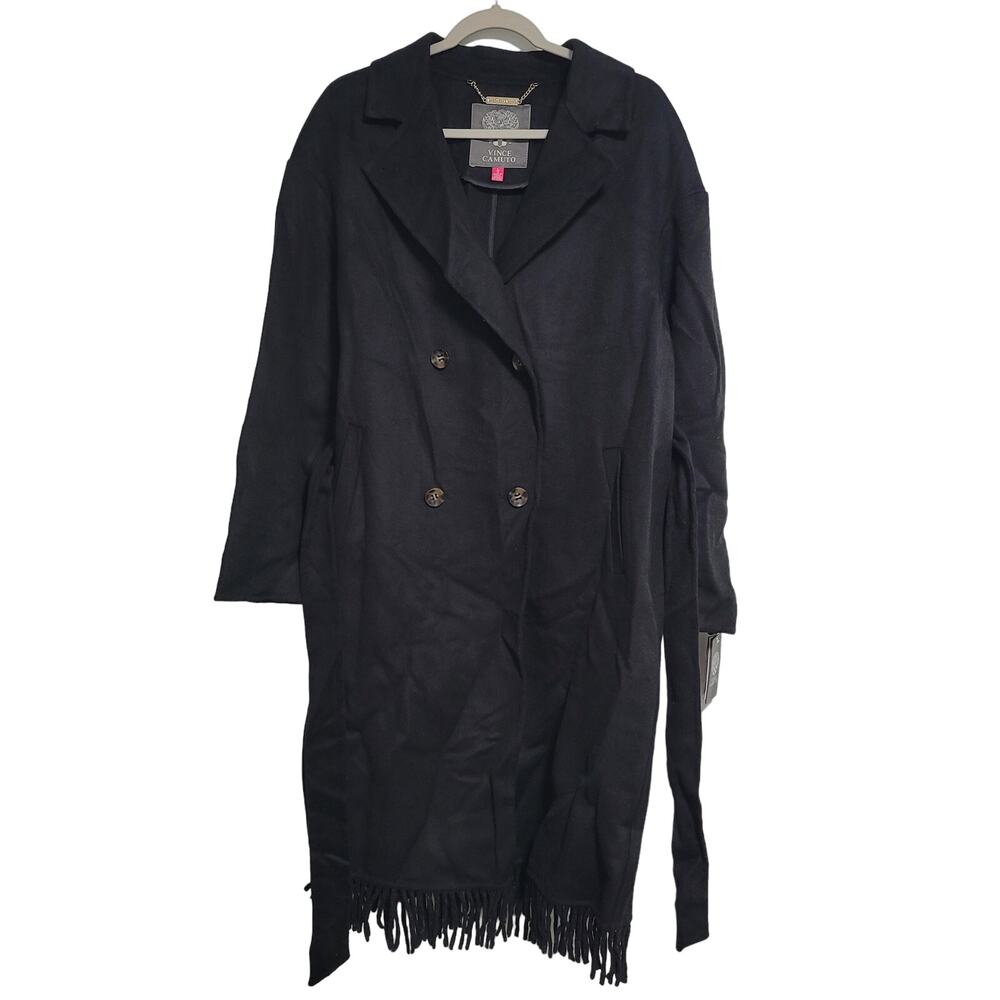 NWT Vince Camuto Black Double-Breasted Trench Coat Large - Picture 1 of 9